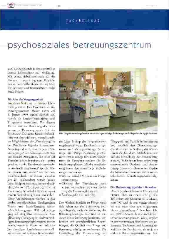 Vorschauseite 2: projekt psychosoziales betreuungszentrum mauer (pbz)