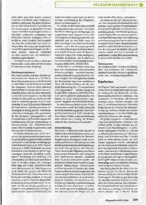 Vorschauseite 2: Dekubitusprävention und -therapie in der Pädiatrie: Ergebnisse einer deskriptiven Studie