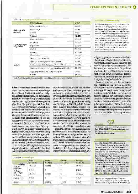 Vorschauseite 4: Dekubitusprävention und -therapie in der Pädiatrie: Ergebnisse einer deskriptiven Studie