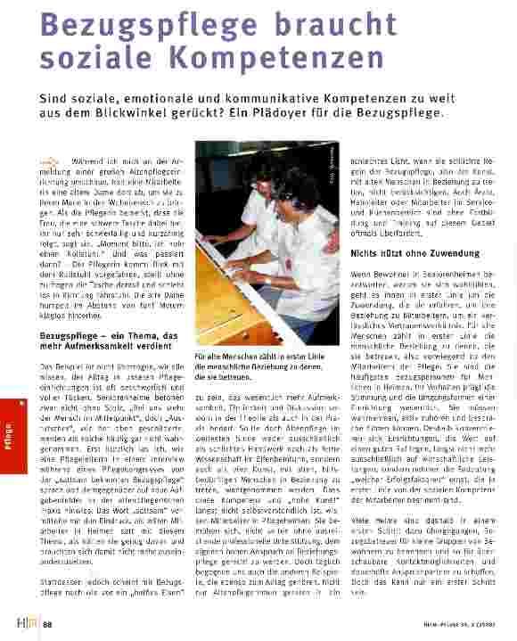 Vorschauseite 1: Bezugspflege braucht soziale Kompetenzen