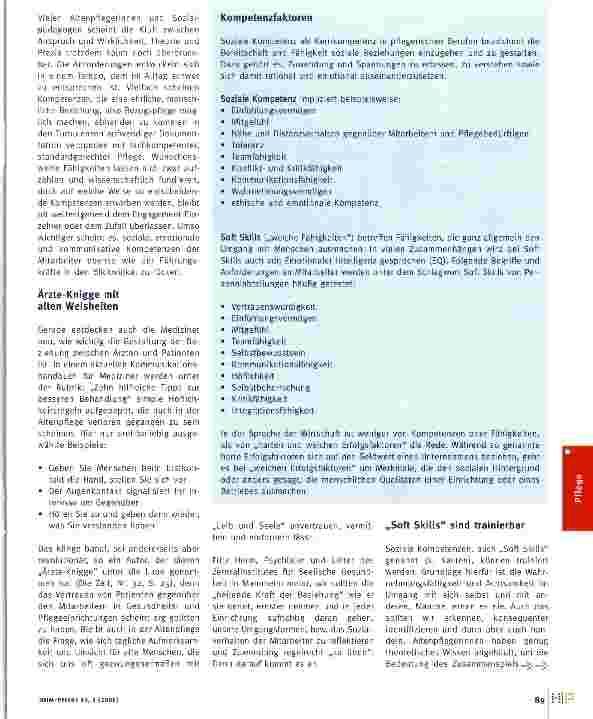 Vorschauseite 2: Bezugspflege braucht soziale Kompetenzen