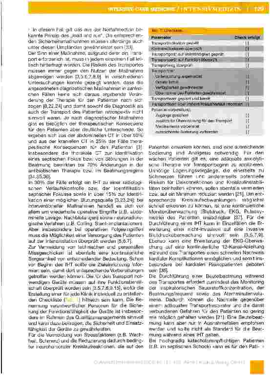 Vorschauseite 4: Innerklinische Transporte von kritisch kranken Patienten: Eine besondere Herausforderung in der klinischen Versorgung