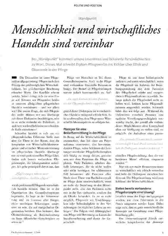 Vorschauseite 1: Menschlichkeit und wirtschaftliches Handeln sind vereinbar