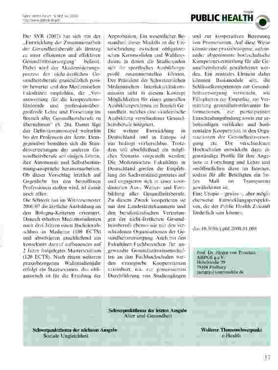 Vorschauseite 2: Der Arztberuf im Bologna-Prozess