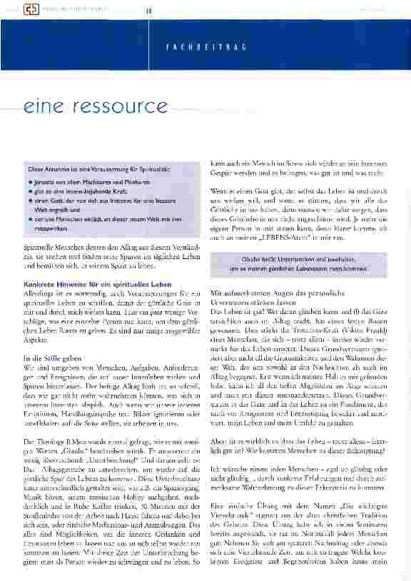 Vorschauseite 2: Spiritualität - eine mögliche ressource für pflegepersonen