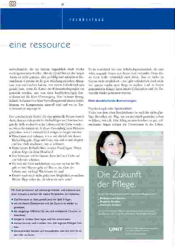 Vorschauseite 4: Spiritualität - eine mögliche ressource für pflegepersonen