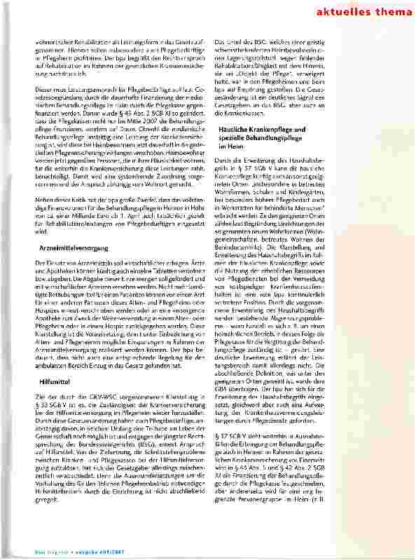 Vorschauseite 2: Die Gesundheitsreform: Auswirkungen auf Pflegeleistungen und Pflegeeinrichtungen