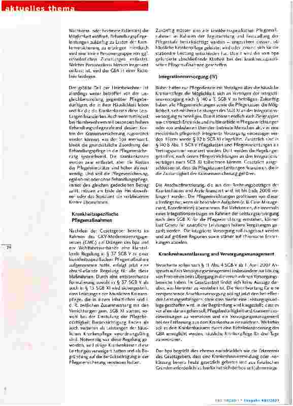 Vorschauseite 3: Die Gesundheitsreform: Auswirkungen auf Pflegeleistungen und Pflegeeinrichtungen