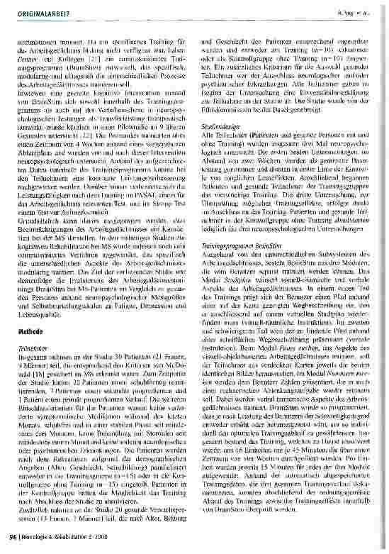 Vorschauseite 4: BrainStim - Wirksamkeit eines neu entwickelten kognitiven Trainingsprogramms bei MS