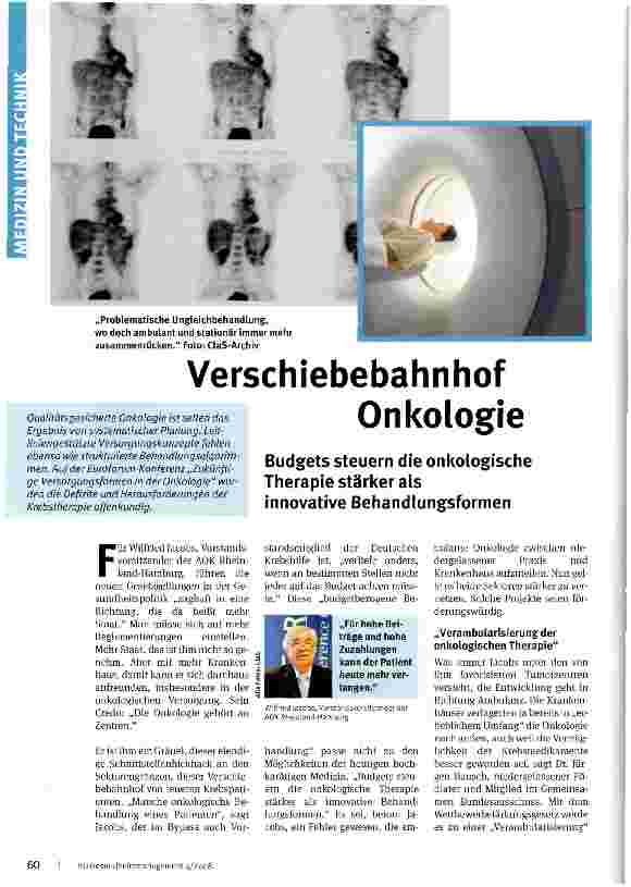 Vorschauseite 1: Verschiebebahnhof Onkologie