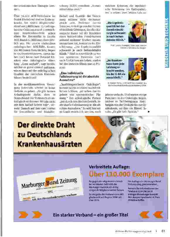 Vorschauseite 2: Verschiebebahnhof Onkologie