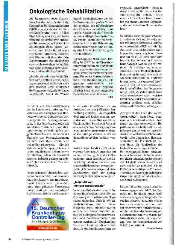 Vorschauseite 3: Verschiebebahnhof Onkologie