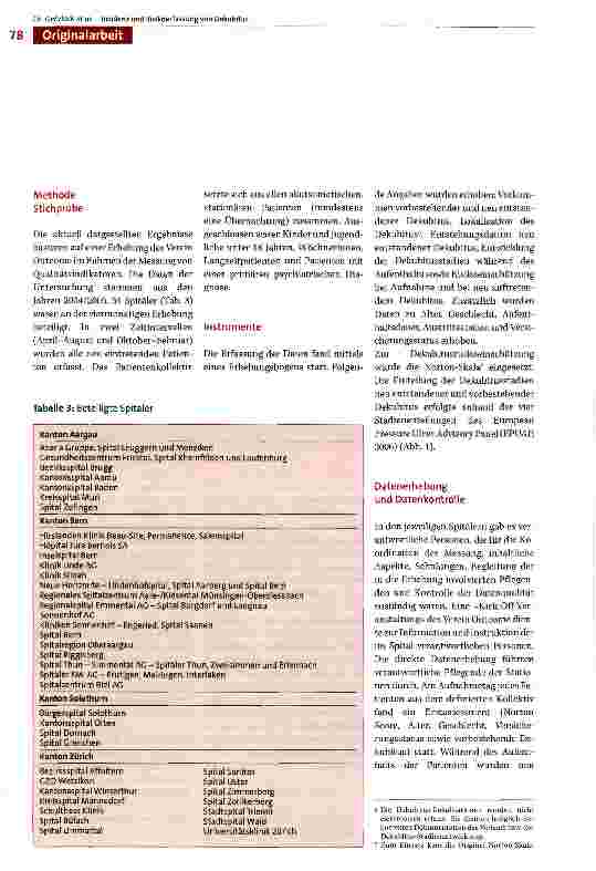 Vorschauseite 4: Inzidenz und Risikoerfassung von Dekubitus Ergebnisse einer Oualitätsmessung des Verein Outcome in Schweizer Akutspitälern