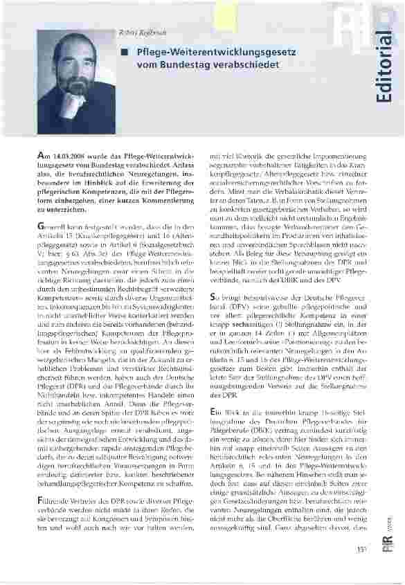 Vorschauseite 1: Pflege-Weiterentwicklungsgesetz vom Bundestag verabschiedet