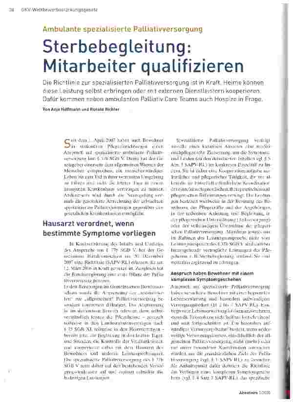Vorschauseite 1: Sterbebegleitung: Mitarbeiter qualifizieren