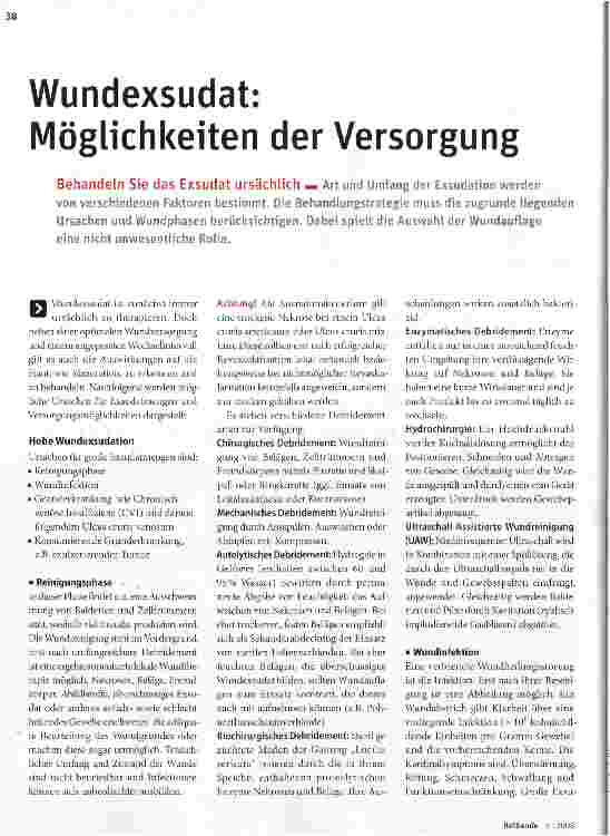 Vorschauseite 1: Wundexsudat: Möglichkeiten der Versorgung