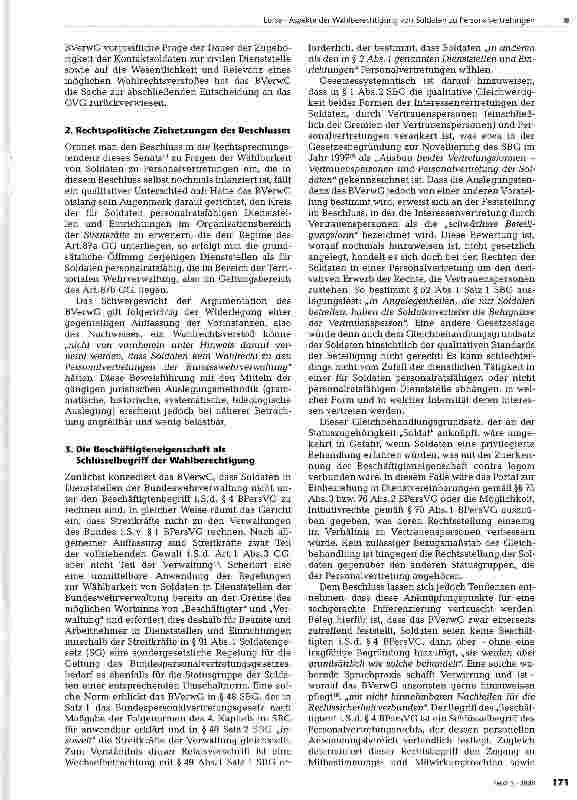 Vorschauseite 3: Aspekte der Wahlberechtigung von Soldaten zu Personalvertretungen
