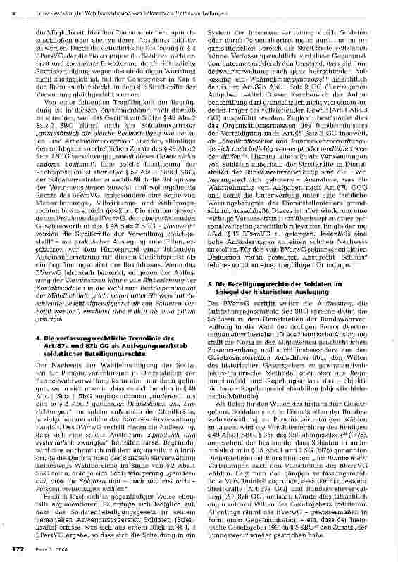 Vorschauseite 4: Aspekte der Wahlberechtigung von Soldaten zu Personalvertretungen