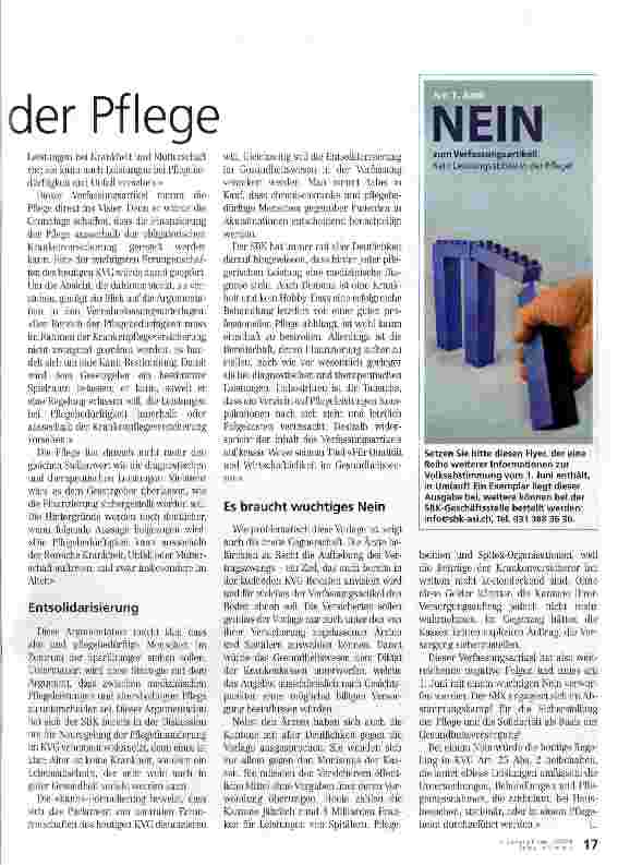 Vorschauseite 2: Entscheid über die Zukunft der Pflege