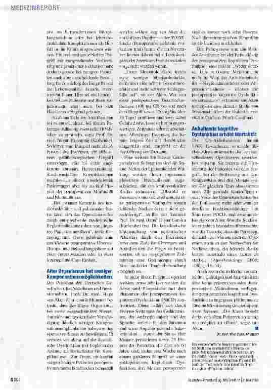Vorschauseite 2: Wenn geriatrische Patienten operiert werden müssen