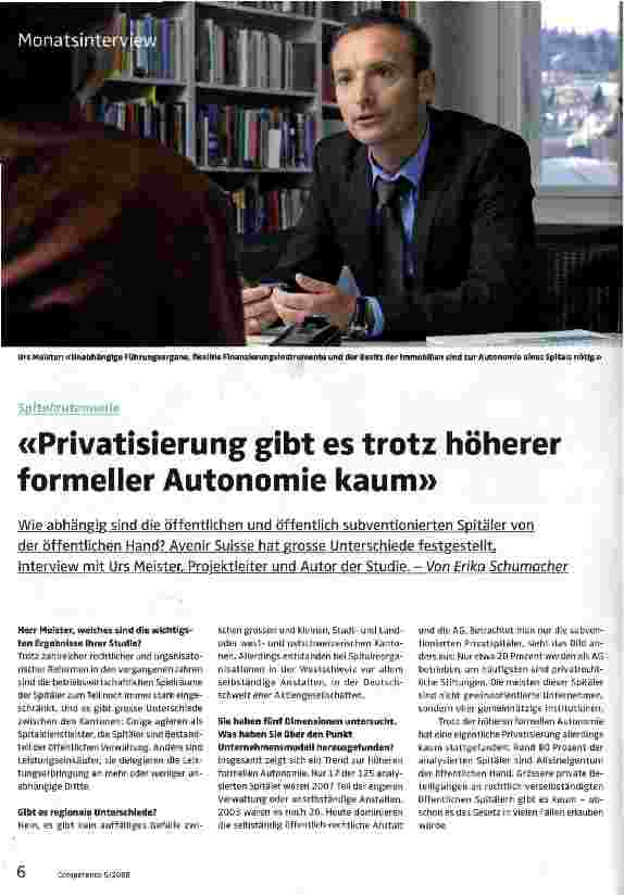 Vorschauseite 1: «Privatisierung gibt es trotz höherer formeller Autonomie kaum»