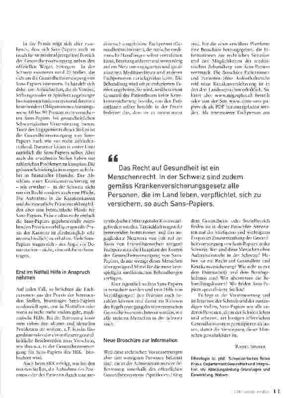 Vorschauseite 2: Wie auch «Illegale» zu ihrem Recht kommen