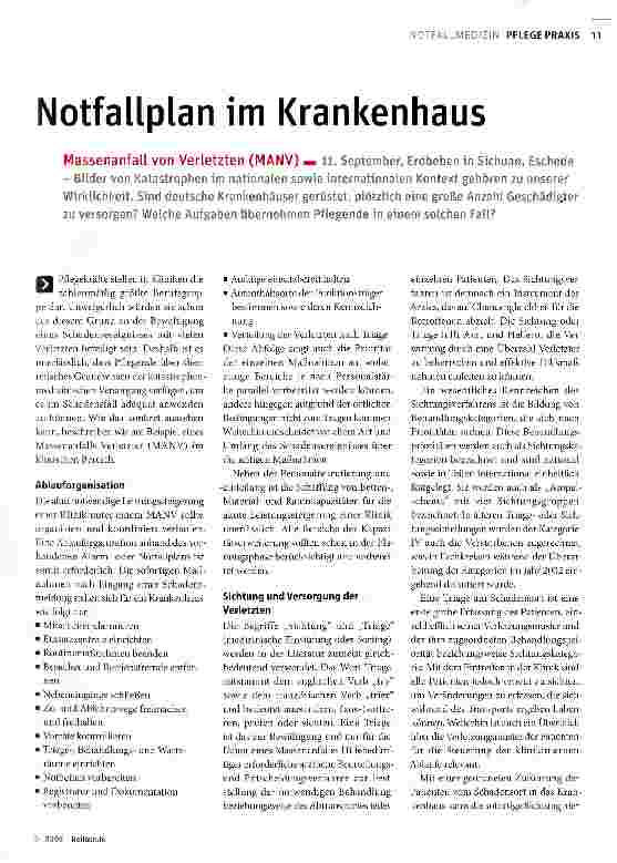 Vorschauseite 1: Notfallplan im Krankenhaus