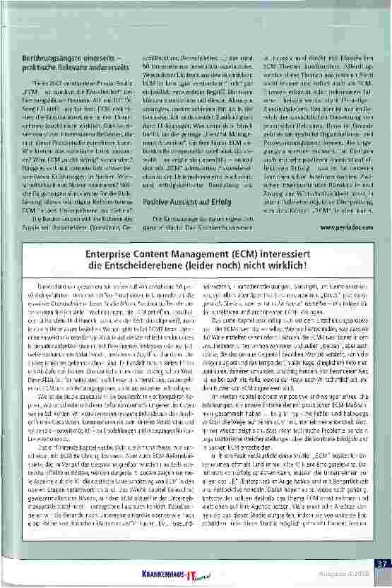 Vorschauseite 3: Ist Enterprise Content Management das Rezept für die Zukunft? Krankenhäuser zwischen Bürokratie und Zwang zur Wirtschaftlichkeit