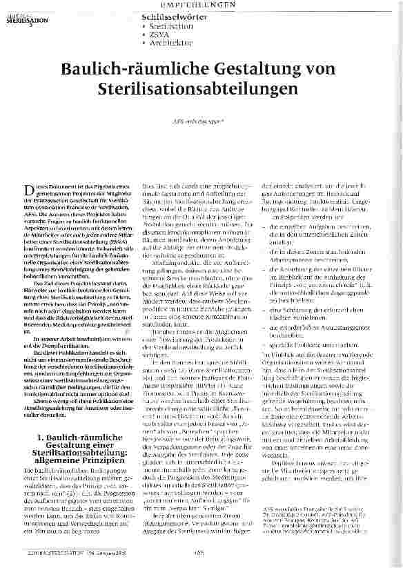 Vorschauseite 1: Baulich-räumliche Gestaltung von Sterilisationsabteilungen