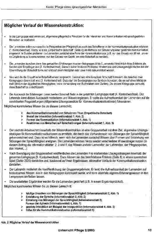 Vorschauseite 4: Eine situierte Lernsituation: „Pflege eines sprachgestörten Menschen