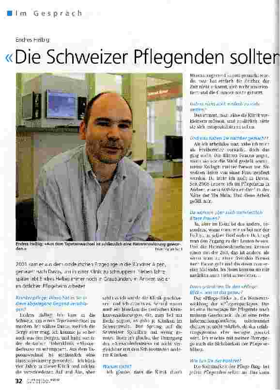 Vorschauseite 1: Die Schweizer Pflegenden sollten noch politischer werden