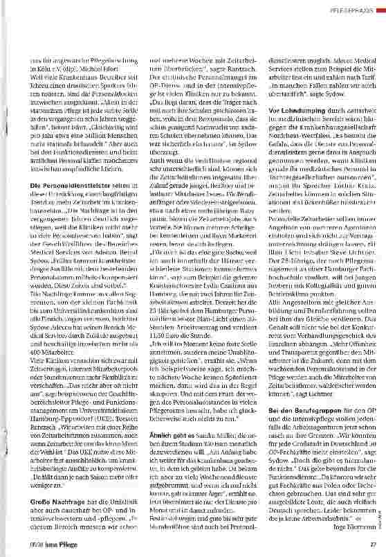 Vorschauseite 2: Mehr Zeitarbeiter am Patientenbett