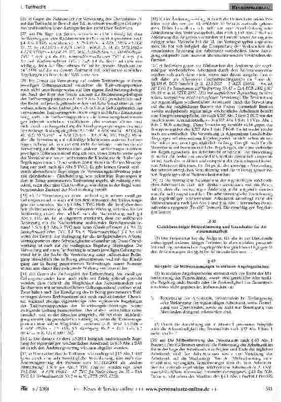 Vorschauseite 3: Auslegung eines Anerkennungstarifvertrages -Kündigung der in Bezug genommenen Tarifnormen - Mitbestimmung des Personalrats bei arbeitsvertraglicher Vereinbarung zur regelmäßigen w…
