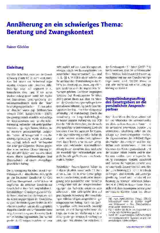 Vorschauseite 1: Annäherung an ein schwieriges Thema Beratung und Zwangskontext