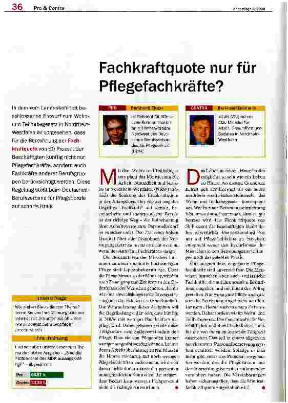 Vorschauseite 1: Fachkraftquote nur für Pflegefachkräfte?