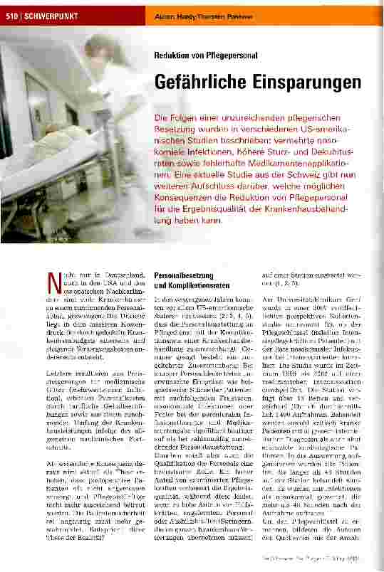 Vorschauseite 1: Gefährliche Einsparungen