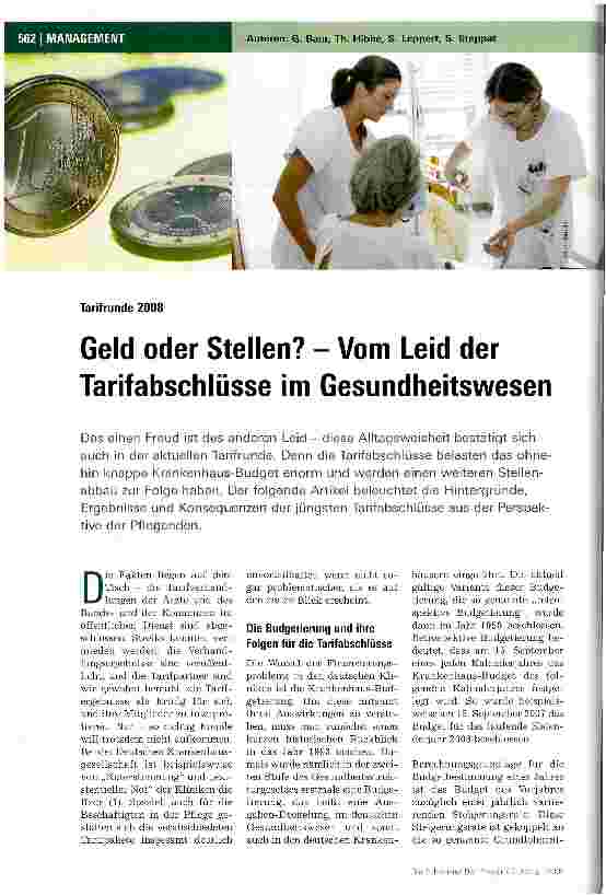Vorschauseite 1: Geld oder Stellen? - Vom Leid der Tarifabschlüsse im Gesundheitswesen