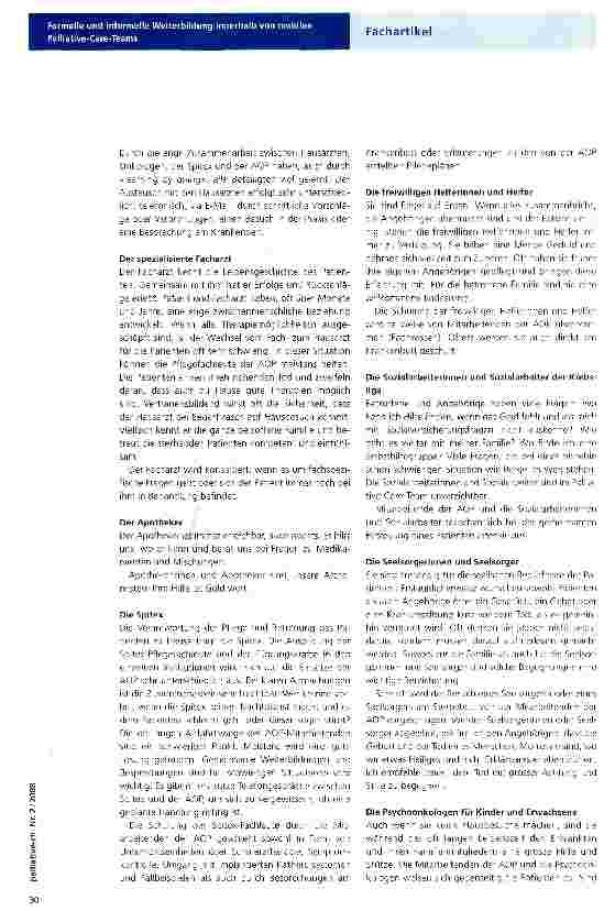 Vorschauseite 2: Formelle und informelle Weiterbildung innerhalb von mobilen Palliative-Care-Teams