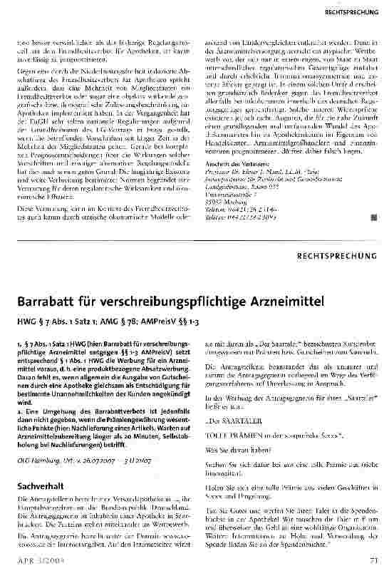 Vorschauseite 1: Barrabatt für verschreibungspflichtige Arzneimittel