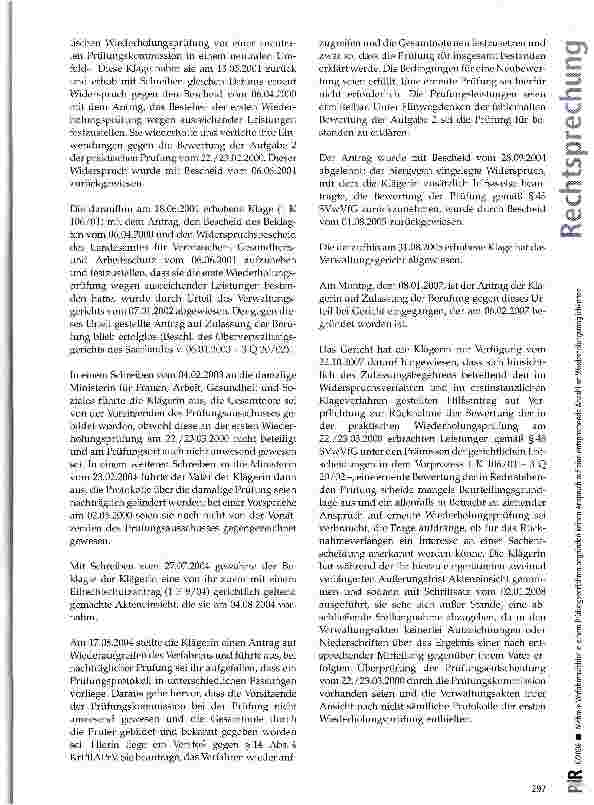 Vorschauseite 3: Mehrere Verfahrensfehler in einem Prüfungsverfahren begründen keinen Anspruch auf eine entsprechende Anzahl an Wiederholungsmöglichkeiten