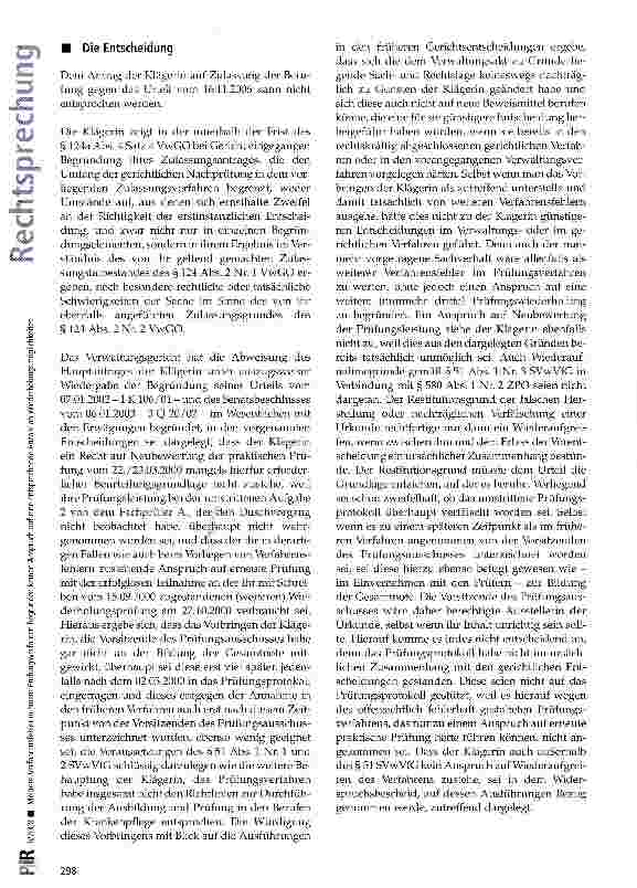Vorschauseite 4: Mehrere Verfahrensfehler in einem Prüfungsverfahren begründen keinen Anspruch auf eine entsprechende Anzahl an Wiederholungsmöglichkeiten