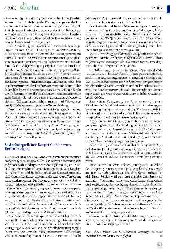 Vorschauseite 2: Dokumentation Gesundheitspolitische Leitsätze der Ärzteschaft - Ulmer Papier - Auszug aus Kapitel 3