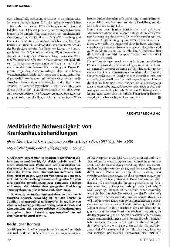 Vorschauseite 1: Medizinische Notwendigkeit von Krankenhausbehandlungen
