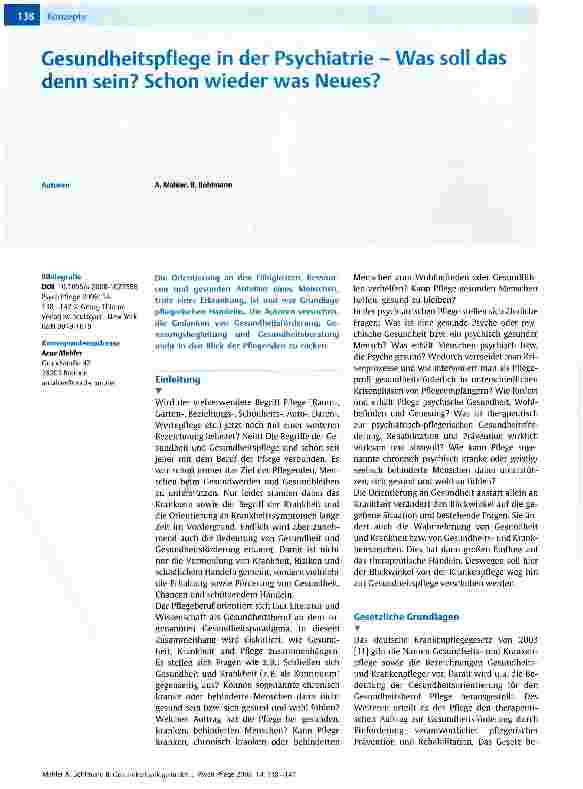 Vorschauseite 1: Gesundheitspflege in der Psychiatrie - Was soll das denn sein? Schon wieder was Neues?