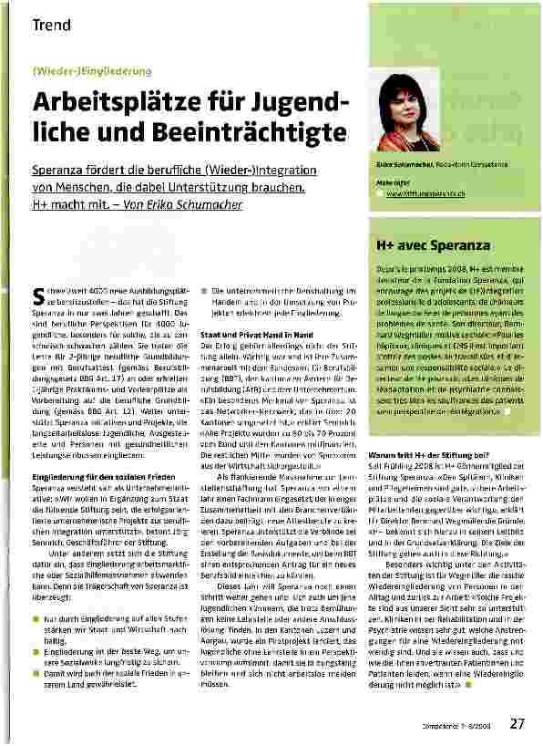 Vorschauseite 1: Arbeitsplätze für Jugendliche und Beeinträchtigte