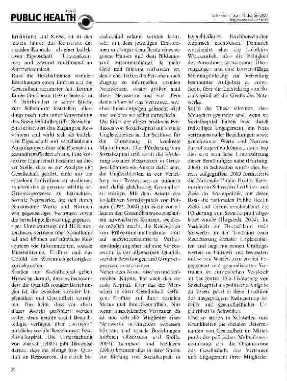 Vorschauseite 2: Verringerung sozialer und gesundheitlicher Ungleichheit durch die Förderung von Sozialkapital
