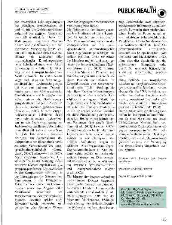 Vorschauseite 2: Soziale Ungleichheit und Inanspruchnahme von Gesundheitsdienstleistungen