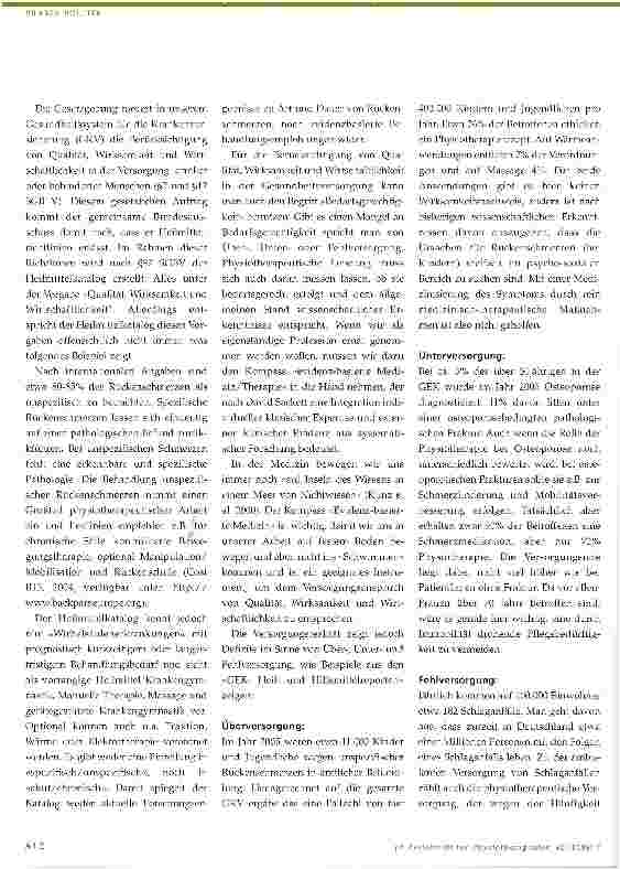 Vorschauseite 2: Quo vadis? Physiotherapie zwischen Versorgungsanspruch und Versorgungsrealität Keynote Referat beim »Forum Physiotherapie« Berlin 6.6.2008