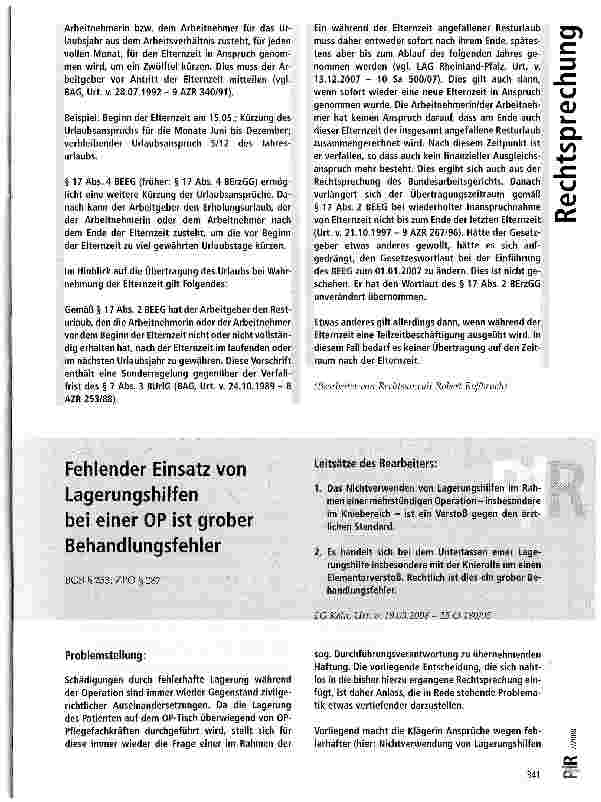 Vorschauseite 5: Ärztliches Beschäftigungsverbot für eine schwangere Arbeitnehmerin stellt noch keinen in der Person der Mitarbeiterin liegenden Übertragungsgrund dar