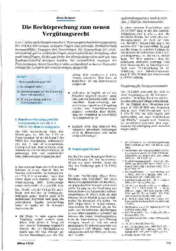 Vorschauseite 1: Die Rechtsprechung zum neuen Vergütungsrecht